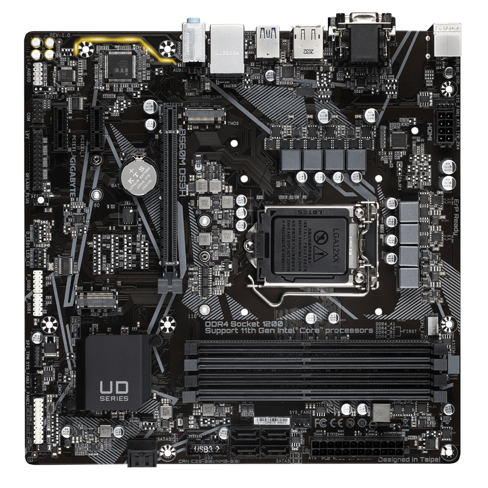 Bekijk afbeelding 1 van Gigabyte 1200 B560M DS3H V2 - 2xM.2/DP/HDMI/DVI/VGA/µATX